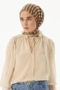Belinda bej minimal desen pamuklu şal | Renk: Bej