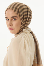 Belinda bej minimal desen pamuklu şal | Renk: Bej
