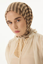 Belinda bej minimal desen pamuklu şal | Renk: Bej