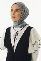 Belinda gri minimal desen pamuklu şal | Renk: Gri