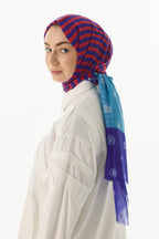 Belinda lacivert minimal desen pamuklu şal | Renk: Lacivert
