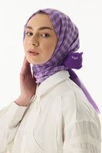 Belinda lila minimal desen pamuklu şal | Renk: Lila