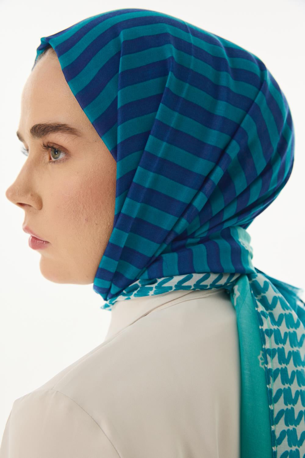 Belinda mint yeşil minimal desen pamuklu şal | Renk: Mint yeşil