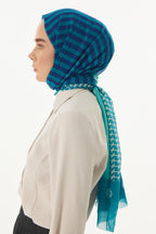 Belinda mint yeşil minimal desen pamuklu şal | Renk: Mint yeşil