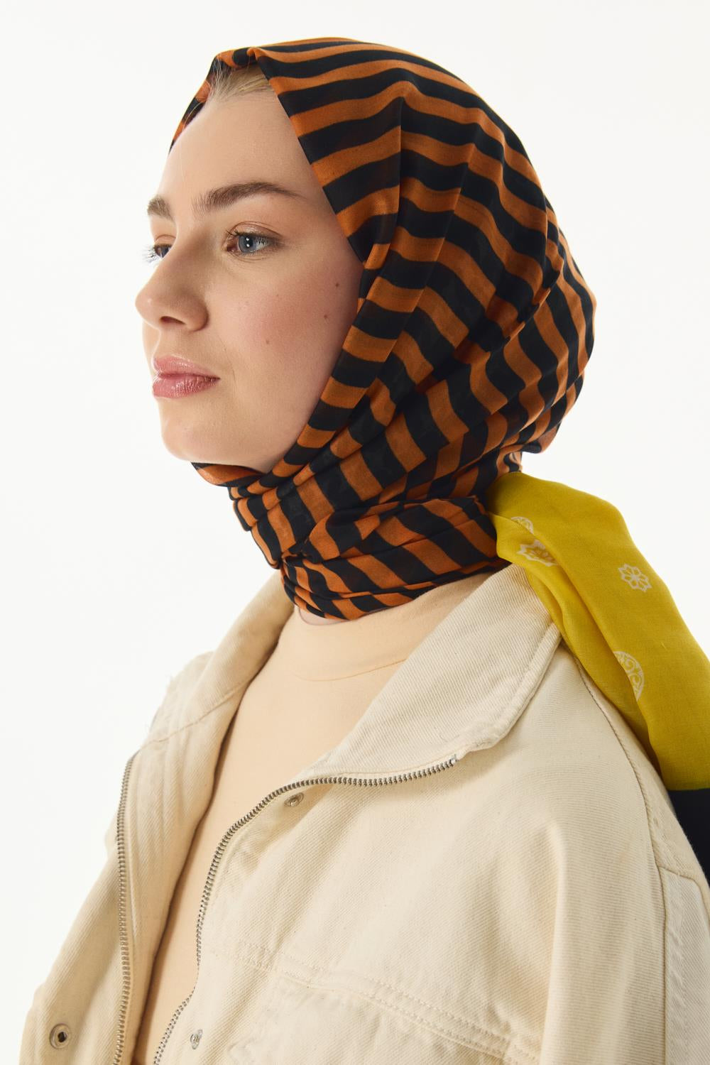 Belinda sarı minimal desen pamuklu şal | Renk: Sarı