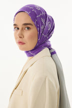 Berry gri-mor rose desen pamuklu şal | Renk: Gri mor