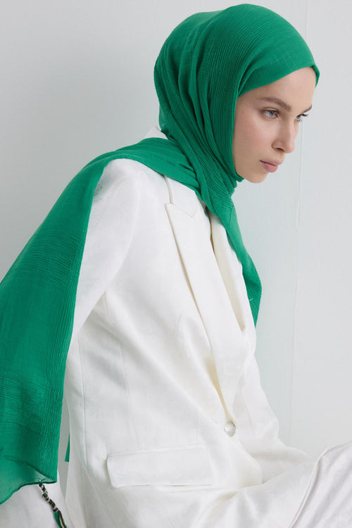Brıce benetton yeşil uzun saçak püsküllü pamuklu şal | Renk: Benetton yeşil