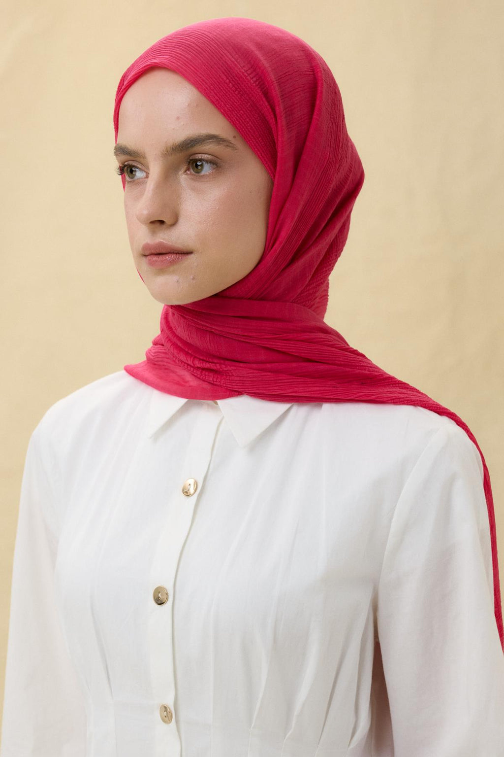 Brıce mercan pembe uzun saçak püsküllü pamuklu şal | Renk: Mercan pembe