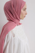 Brıce şeker pembe uzun saçak püsküllü pamuklu şal | Renk: Şeker pembe