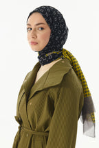 Carol sarı geometrik desen pamuklu şal | Renk: Sarı