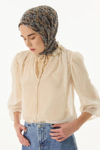 Daisy bej çiçek desen pamuklu şal | Renk: Bej