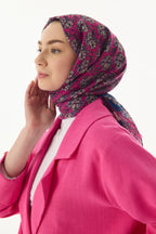 Daisy fuşya çiçek desen pamuklu şal | Renk: Fuşya