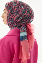 Daisy şeker pembe çiçek desen pamuklu şal | Renk: Şeker pembe