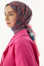 Daisy şeker pembe çiçek desen pamuklu şal | Renk: Şeker pembe