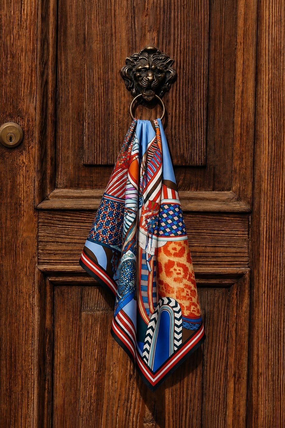 Desenli küçük boy %100 ipek mendil 53x53cm | Renk: 10