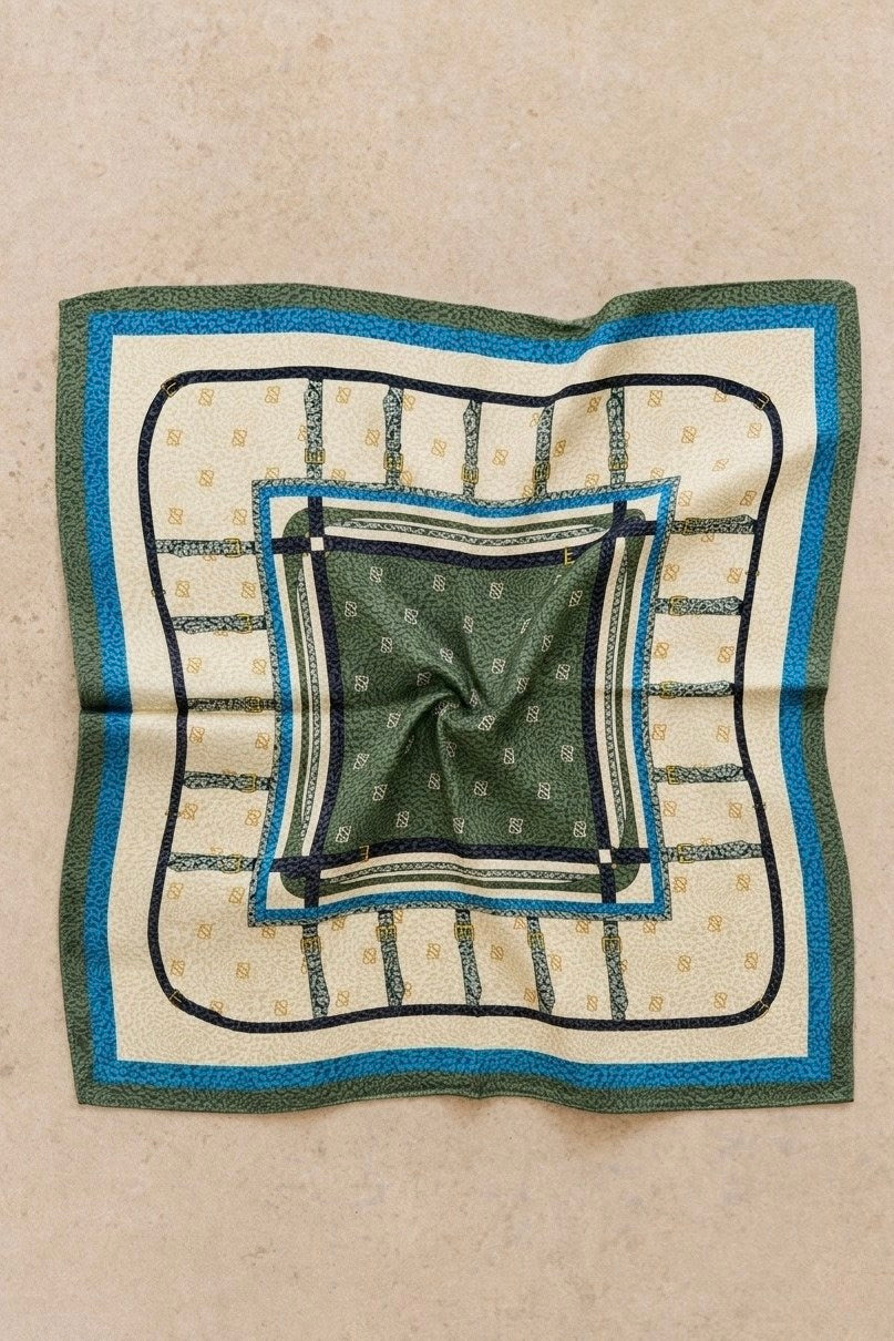 Desenli küçük boy %100 ipek mendil 53x53cm | Renk: 1