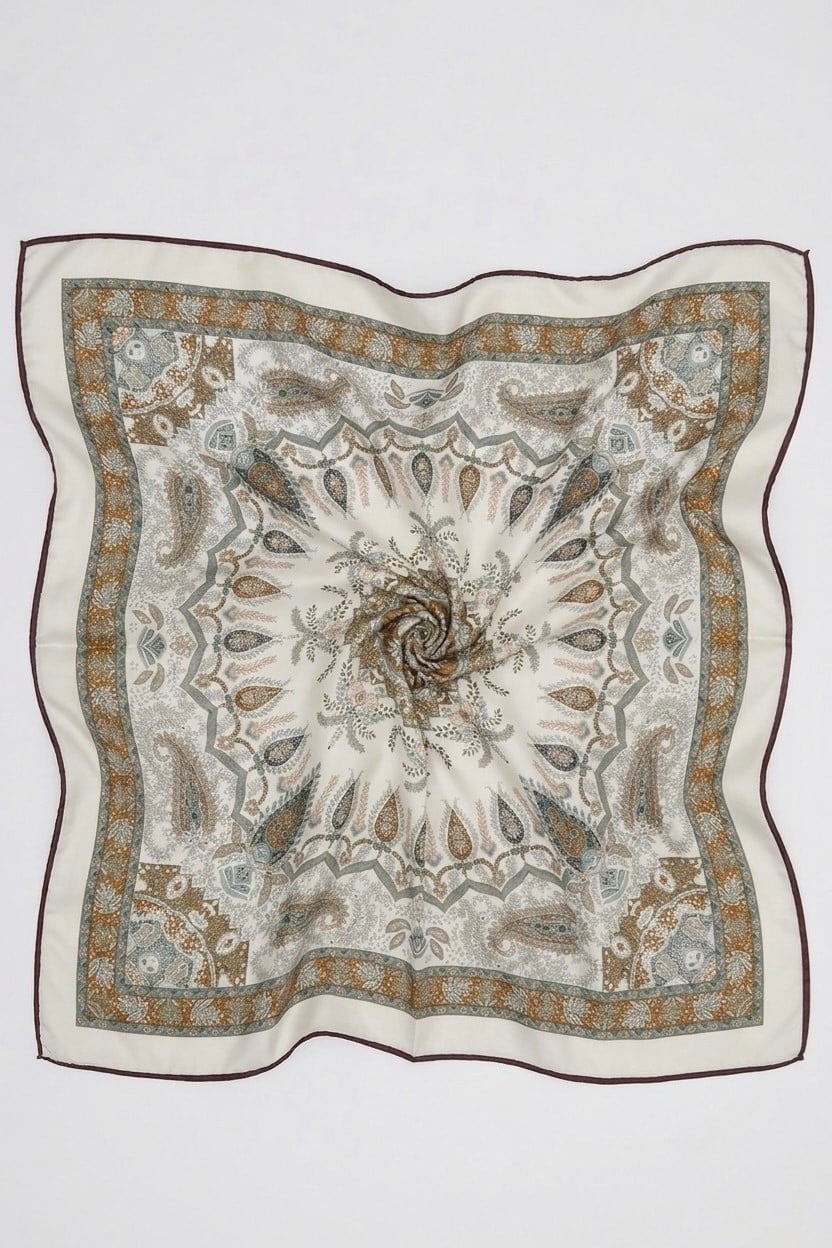 Desenli küçük boy %100 ipek mendil 53x53cm | Renk: 8