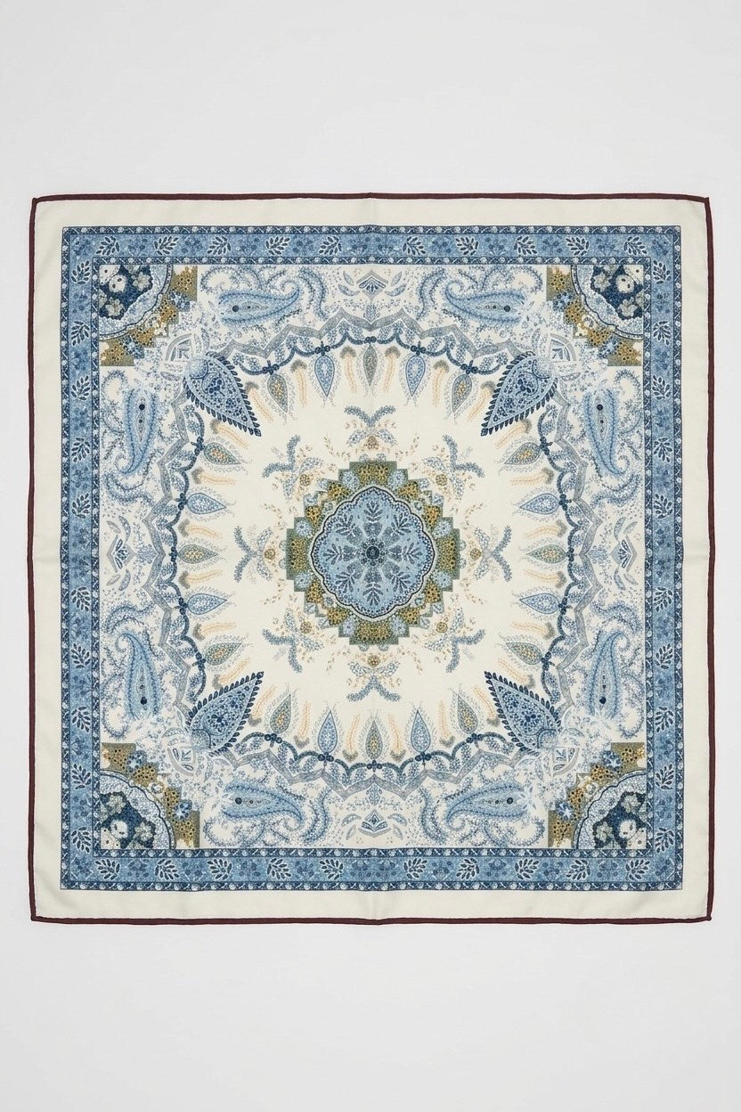Desenli küçük boy %100 ipek mendil 53x53cm | Renk: 4