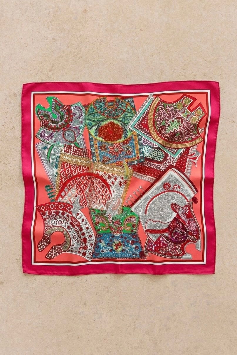 Desenli küçük boy %100 ipek mendil 53x53cm | Renk: 6