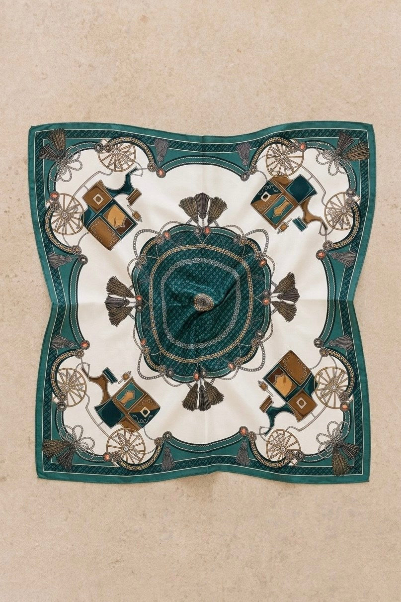 Desenli orta boy %100 ipek fular 65x65cm | Renk: Standart
