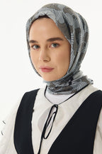 Diana gri çizgi desen pamuklu şal | Renk: Gri