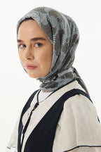 Diana gri çizgi desen pamuklu şal | Renk: Gri