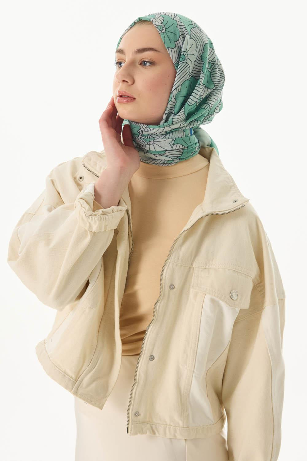 Diana mint çizgi desen pamuklu şal | Renk: Mint