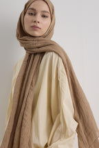 Drew bej bohem uzun saçaklı pamuklu şal | Renk: Bej