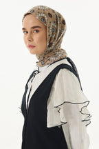 Ember bej-siyah etnik desen pamuklu şal | Renk: Bej siyah