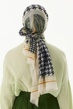 Evie haki kazayağı desen pamuklu şal | Renk: Haki