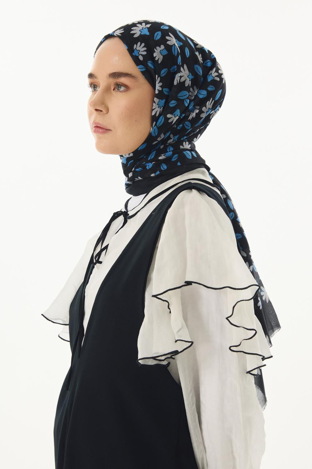 Farah siyah çizgi karakter desen pamuklu şal | Renk: Siyah