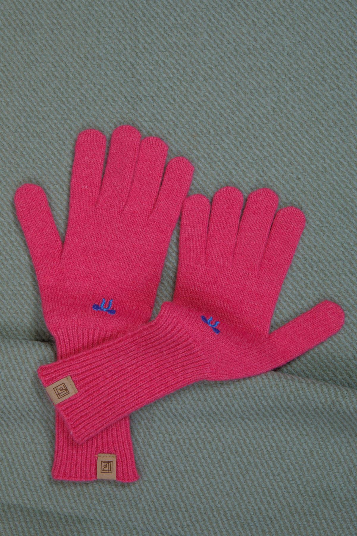 Fiyonk desenli yün pembe eldiven | Renk: Pembe
