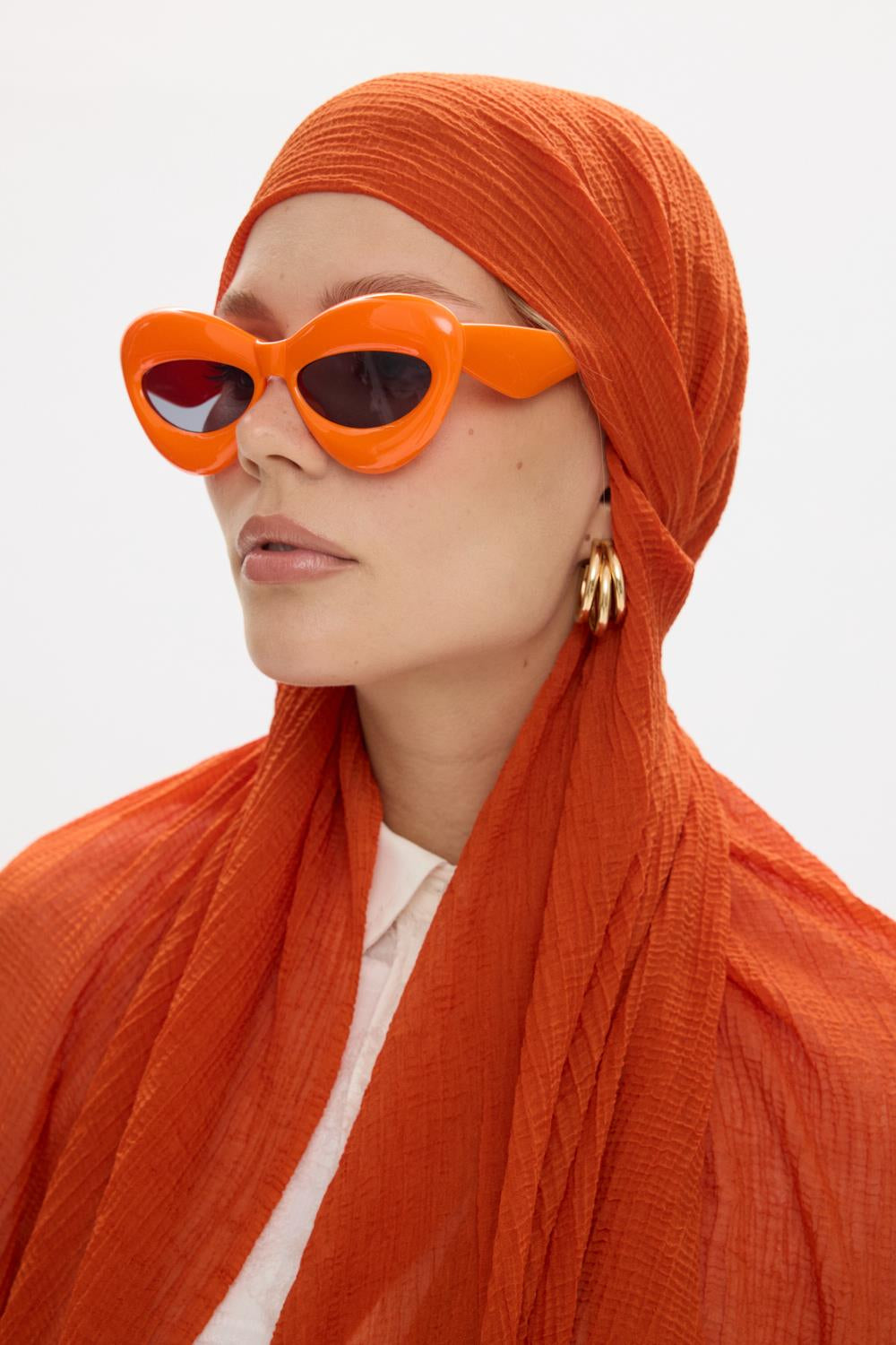 Freya kiremit müslin püskülü bürümcük pamuklu şal | Renk: Kiremit