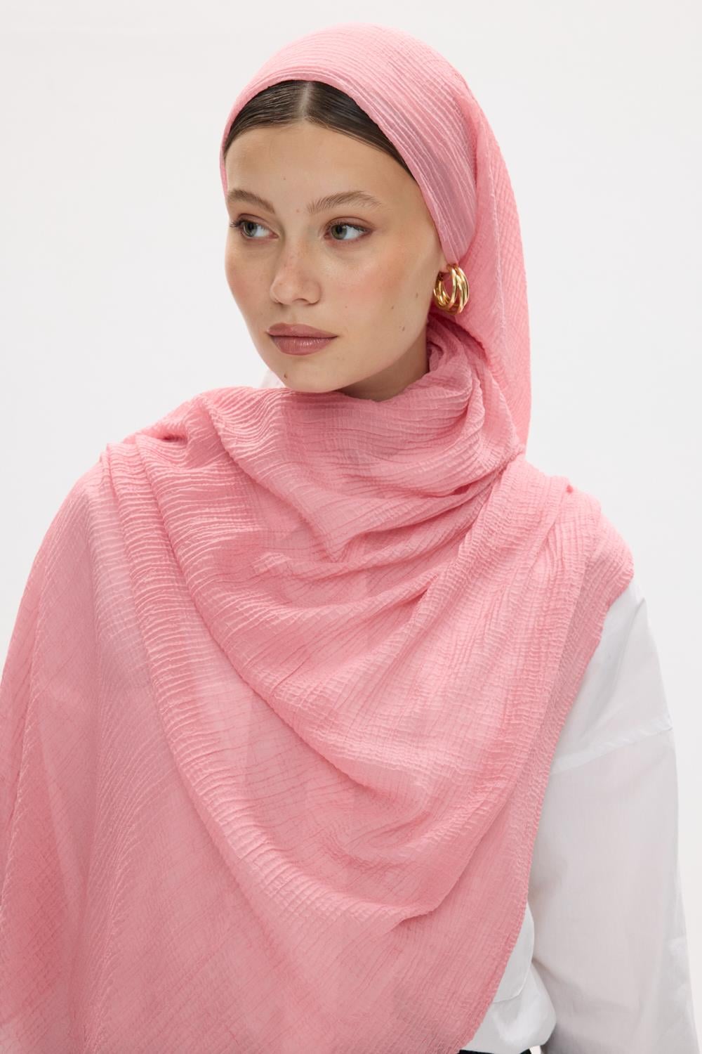 Freya şeker pembe müslin püskülü bürümcük pamuklu şal | Renk: Şeker pembe