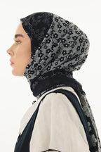 Gemma siyah papatya desen pamuklu şal | Renk: Siyah
