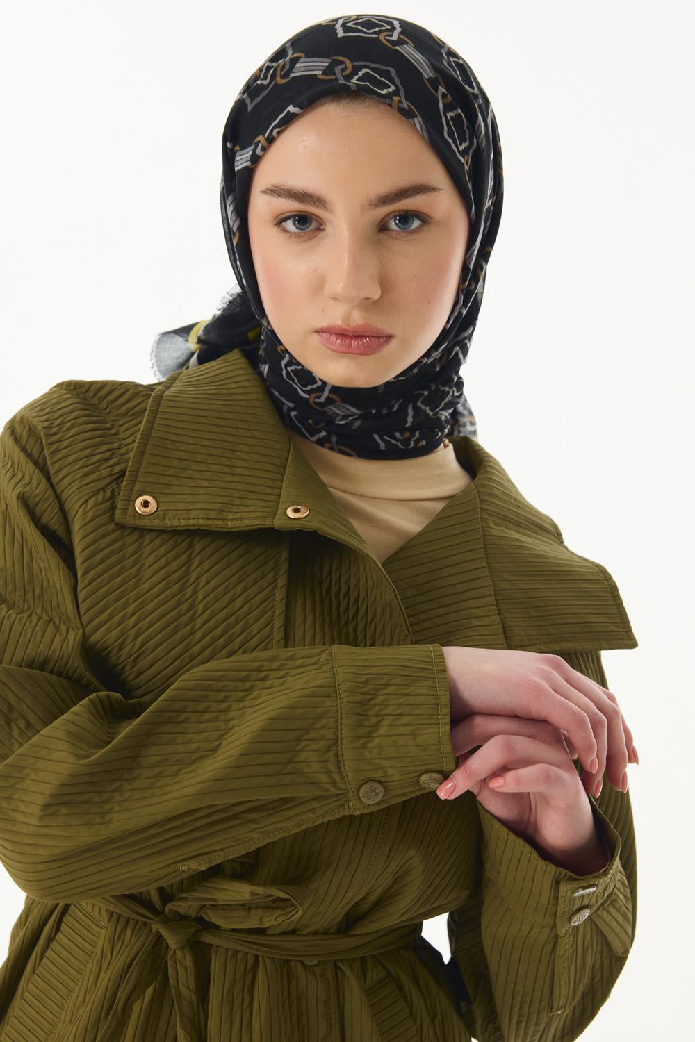 Gloria siyah küp desen pamuklu şal | Renk: Siyah