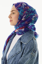 Grace bebe mavi çiçek desen pamuklu şal | Renk: Bebe mavi