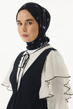 Holly siyah fiyonk desen pamuklu şal | Renk: Siyah