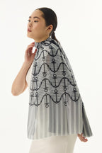 Hope gri çapa desen pamuklu şal | Renk: Gri