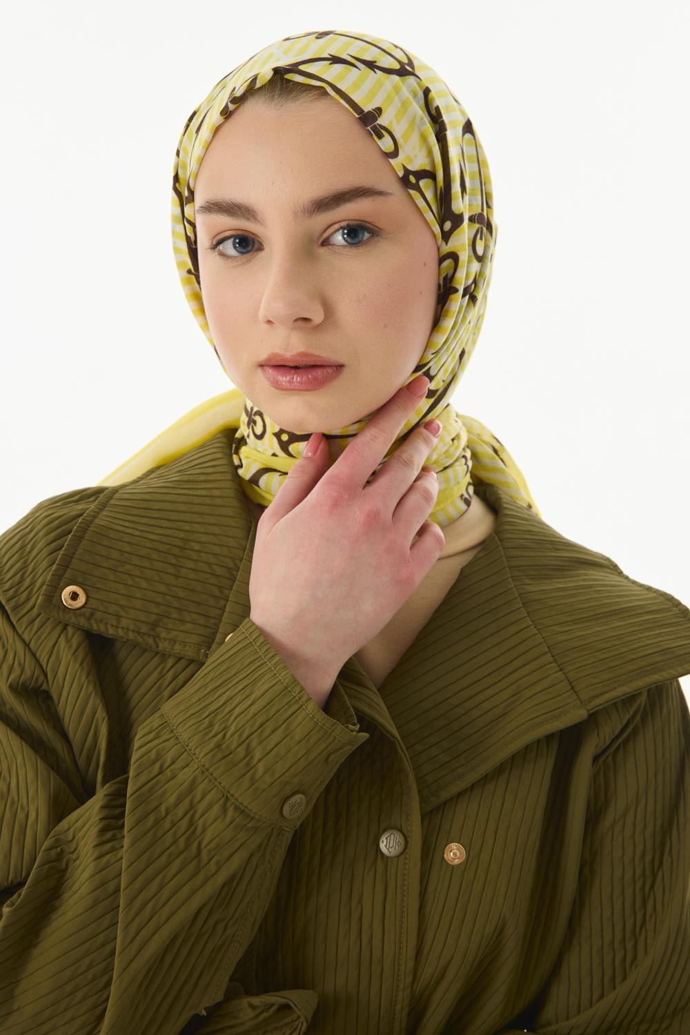 Hope sarı çapa desen pamuklu şal | Renk: Sarı