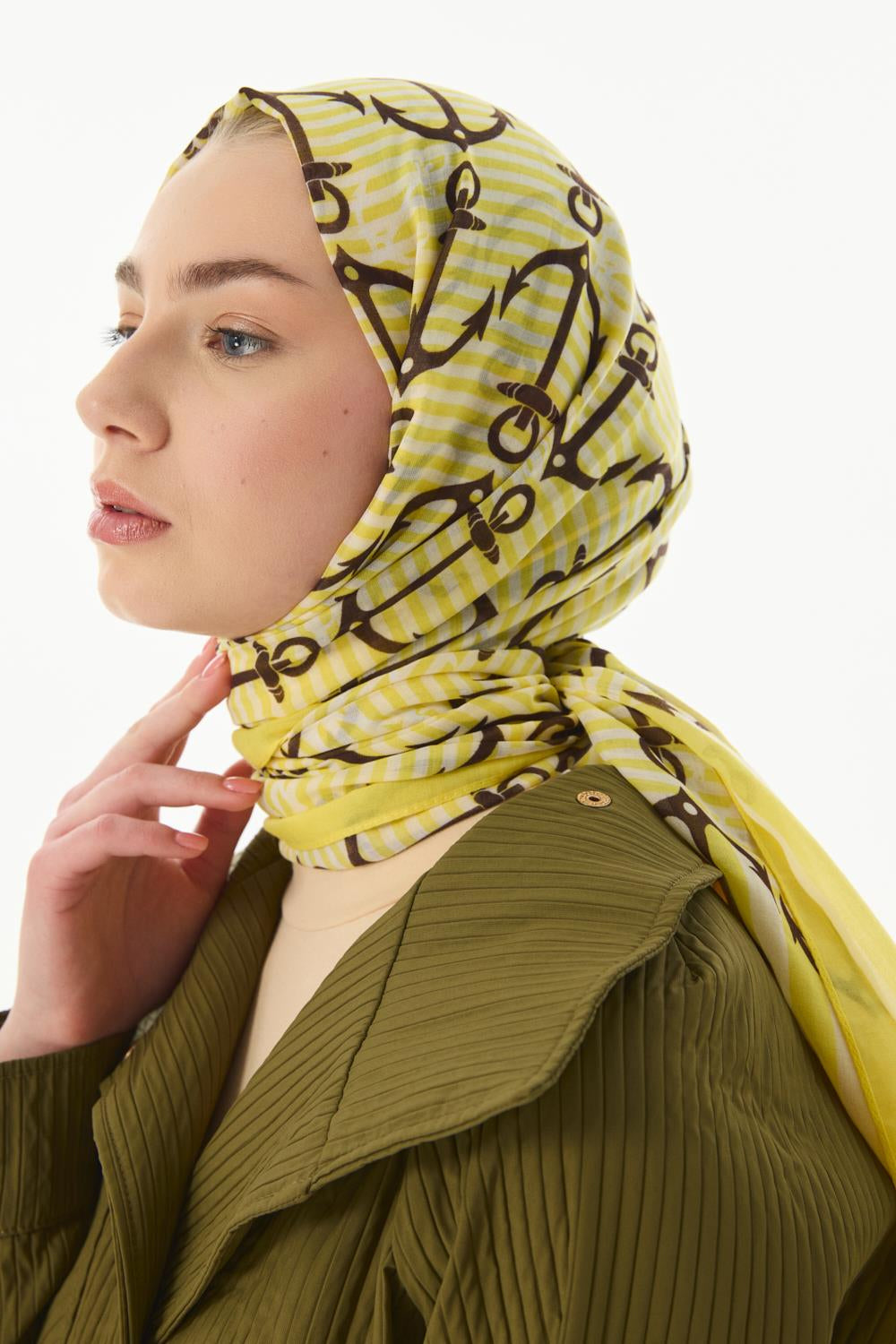 Hope sarı çapa desen pamuklu şal | Renk: Sarı