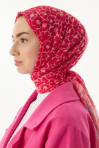 Lily şeker pembe bahar desen pamuklu şal | Renk: Şeker pembe