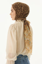 Lily camel bahar desen pamuklu şal | Renk: Camel