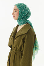 Lily mint yeşil bahar desen pamuklu şal | Renk: Mint yeşil