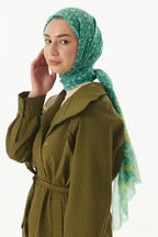 Lily mint yeşil bahar desen pamuklu şal | Renk: Mint yeşil