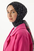 Lily siyah bahar desen pamuklu şal | Renk: Siyah
