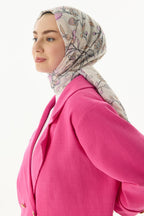 Lina krem-pembe nine desen pamuklu şal | Renk: Krem pembe