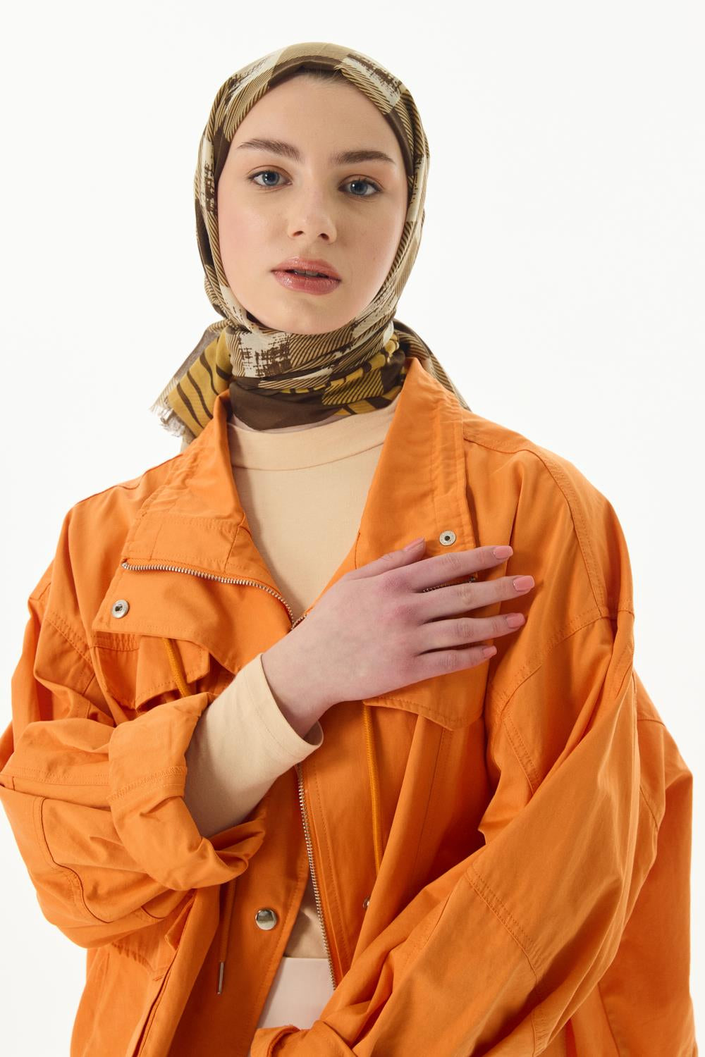 Lulu kahverengi küp desen pamuklu şal | Renk: Kahverengi
