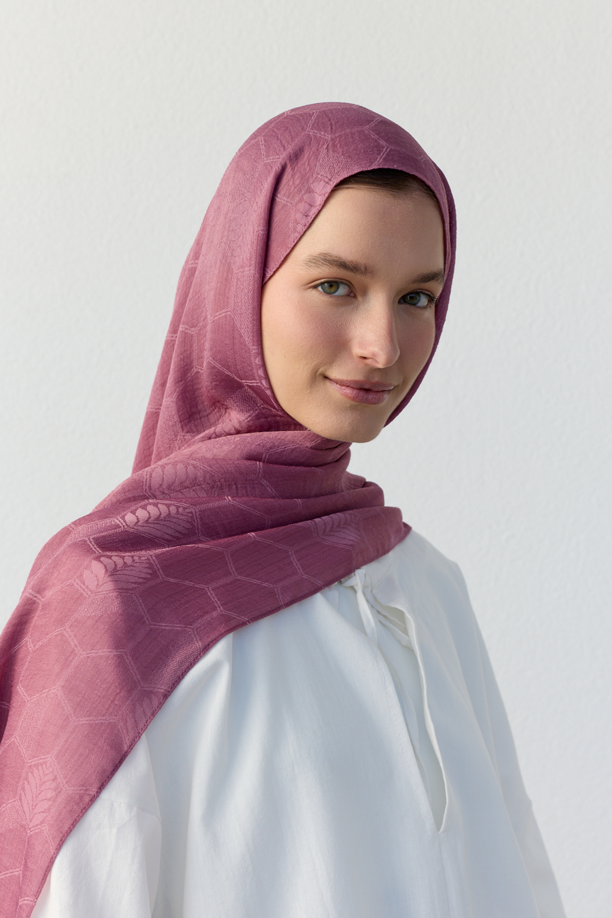 Luna başak jakarlı gül rengi şal | Renk: Hakigül