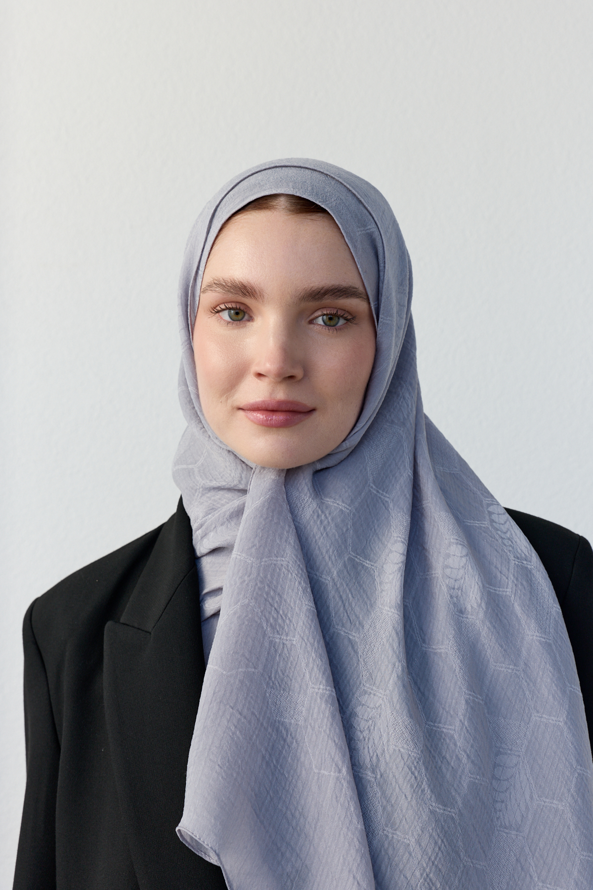 Luna başak jakarlı gümüş rengi şal | Renk: Hakigümüş